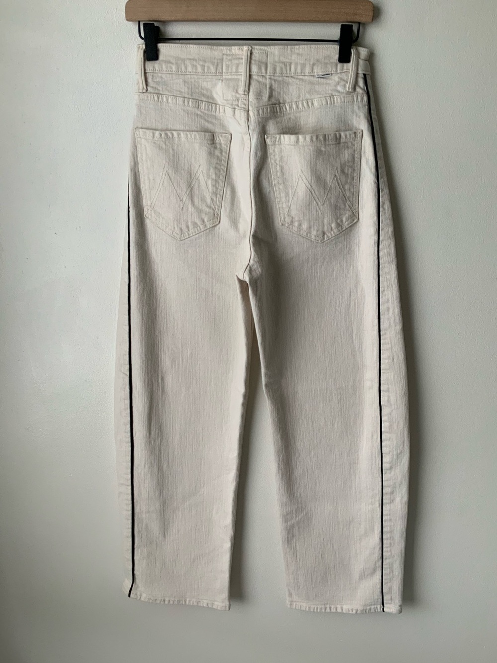 MOTHER SUPERIOR Jeans Half Piped Ankle Act Natural Cream Black Piping Size 26 - Picture 3 of 14
